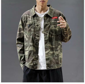 Elevate Your Style with the Men's Fashion Camouflage Polo Collar Jacket